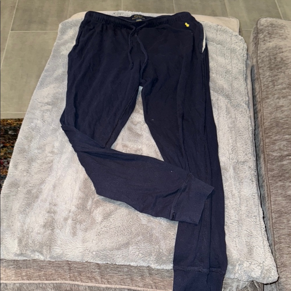 Polo by Ralph Lauren Blue with Yellow emblem Joggers with Elastic Waistband